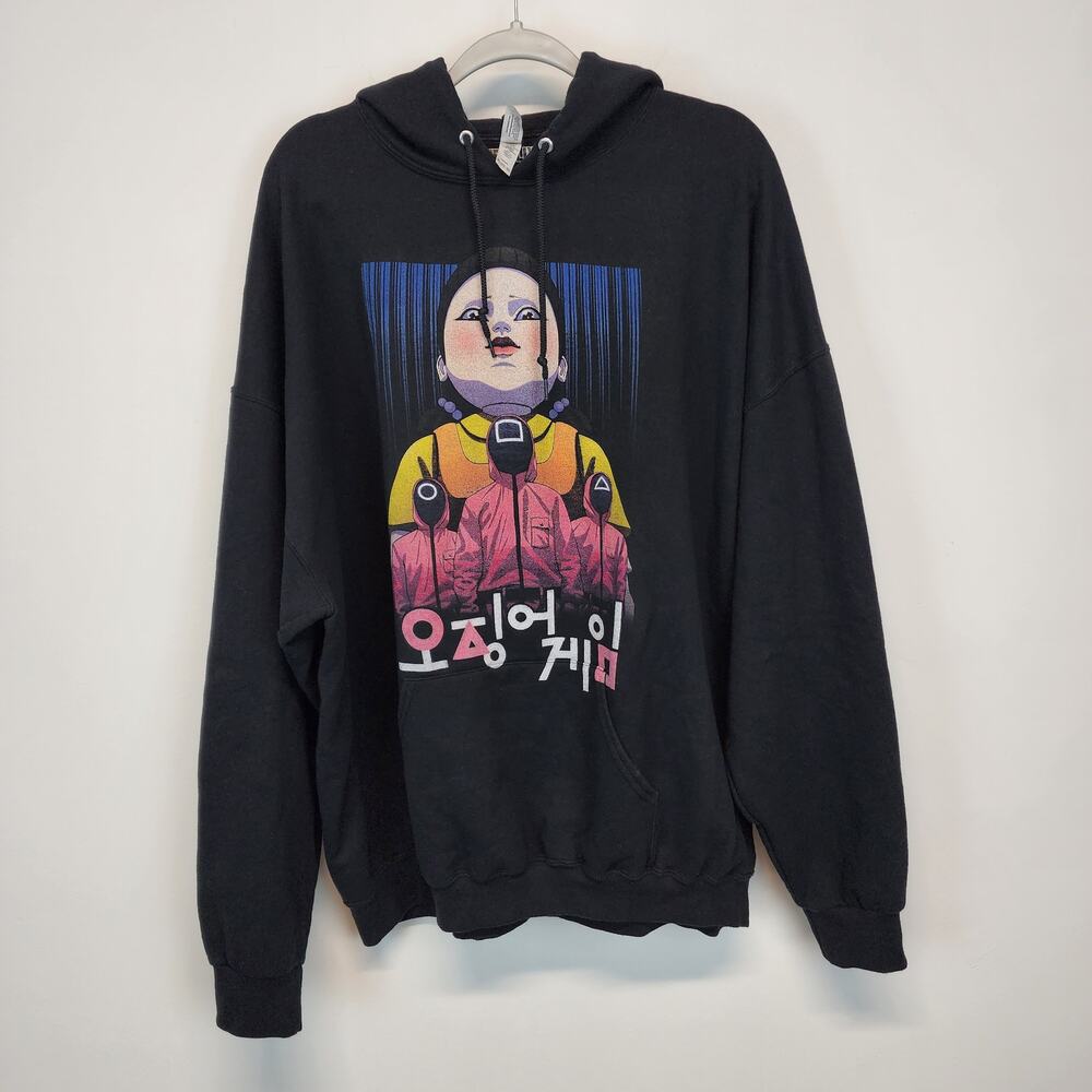 Netflix Squid Game Graphic Hoodie Adult 3XL Black Red Light Green Light Casual
